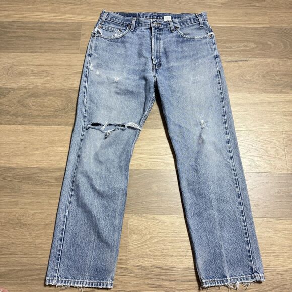 Vtg Levis 505 Jeans Men 36x30 Distressed Destroyed Faded Grunge Hippy Canada Tag - Picture 1 of 16